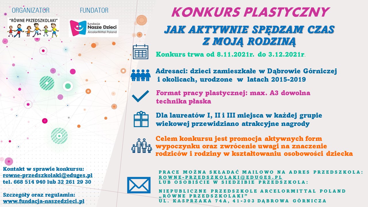 Jak aktywnie spędzam czas z moją rodziną Plakat do konkursu plastycznego dla dzieci