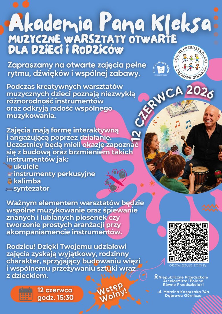 Zaproszenie na Dzień Otwarty 12 czerwca 2026 w przedszkolu ArcelorMittal Poland Równe Przedszkolaki w Dąbrowie Górniczej